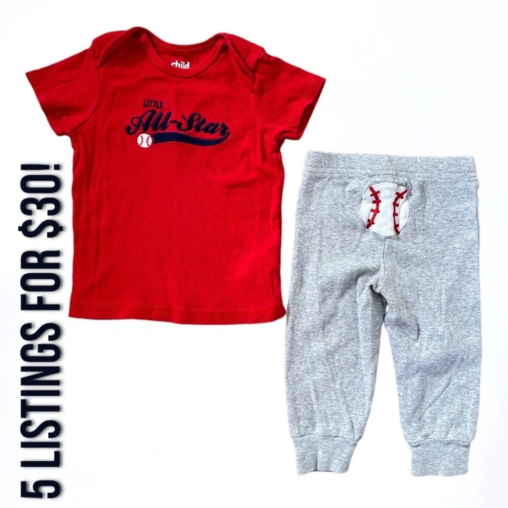 12 month baby boy baseball matching outfit set